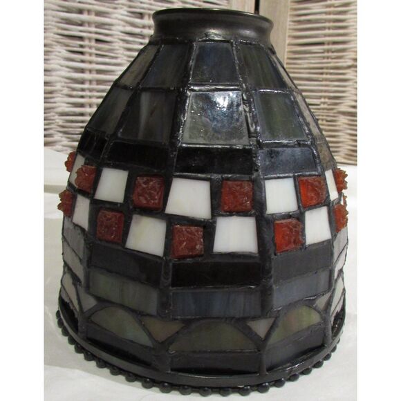 Tiffany glass Elk brand shade for pendant lighting red, white glass - Picture 1 of 9